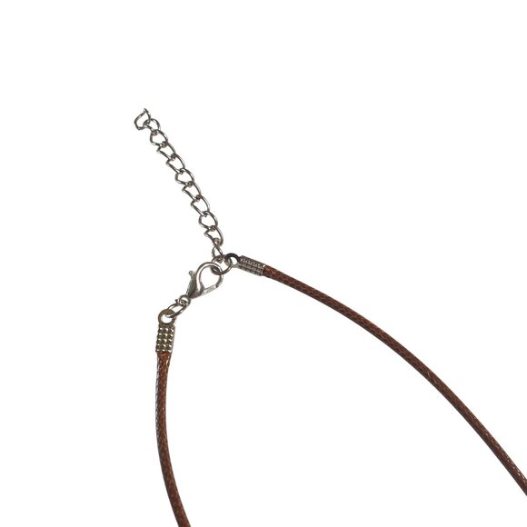 Rustic Agate Stone Pendant Necklace Adjustable Leather Cord Boho Beach Core - Picture 5 of 6